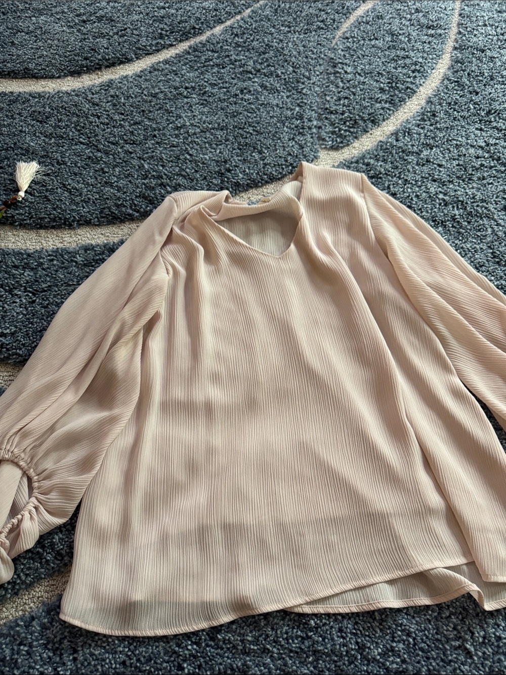 TYCHE Light Blush Pleated V-Neck Women's Top